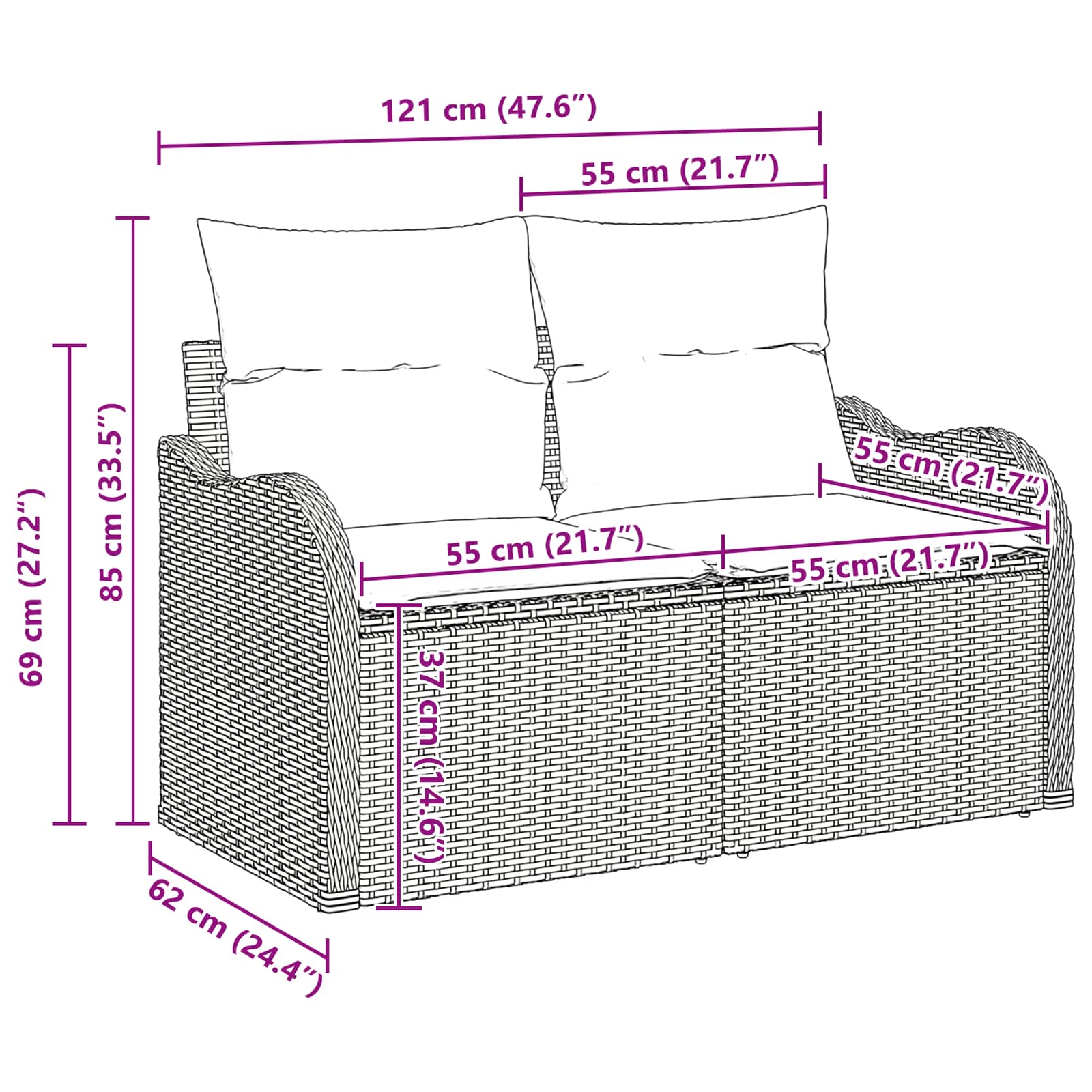 Σετ Καναπέ Κήπου με αποθήκευση 11 pcs Μαύρο Πολυ ράταν