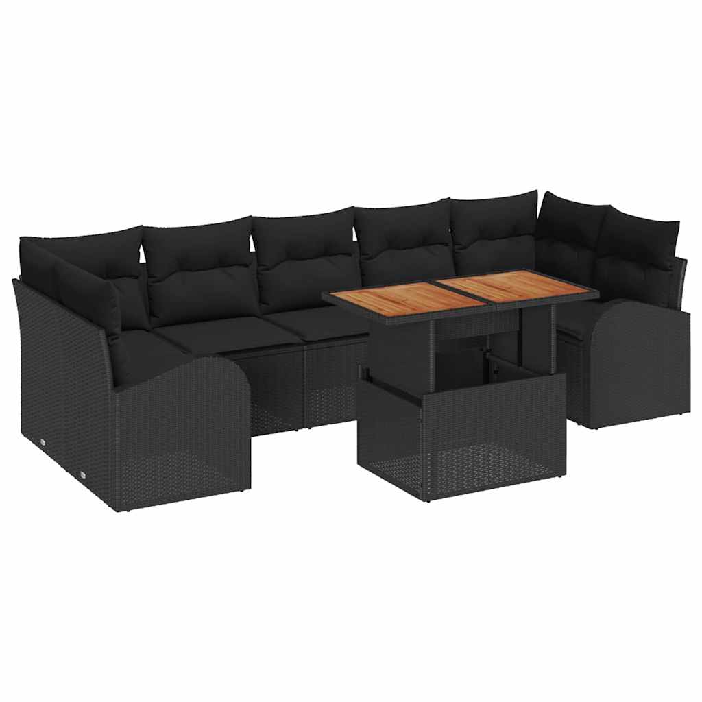 Σετ Καναπέ Κήπου με αποθήκευση 8 pcs Μαύρο Πολυ ράταν - Pakobazaar