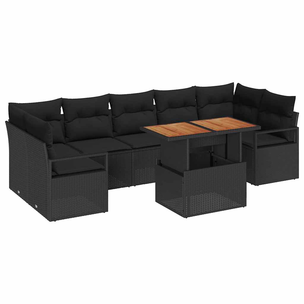 Σετ Καναπέ Κήπου με αποθήκευση 8 pcs Μαύρο Πολυ ράταν - Pakobazaar