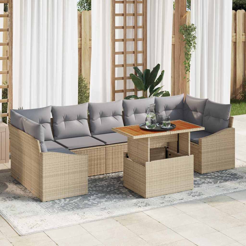 Σετ Καναπέ Κήπου με αποθήκευση 8 pcs Μπέζ και Ανοιχτό Γκρι