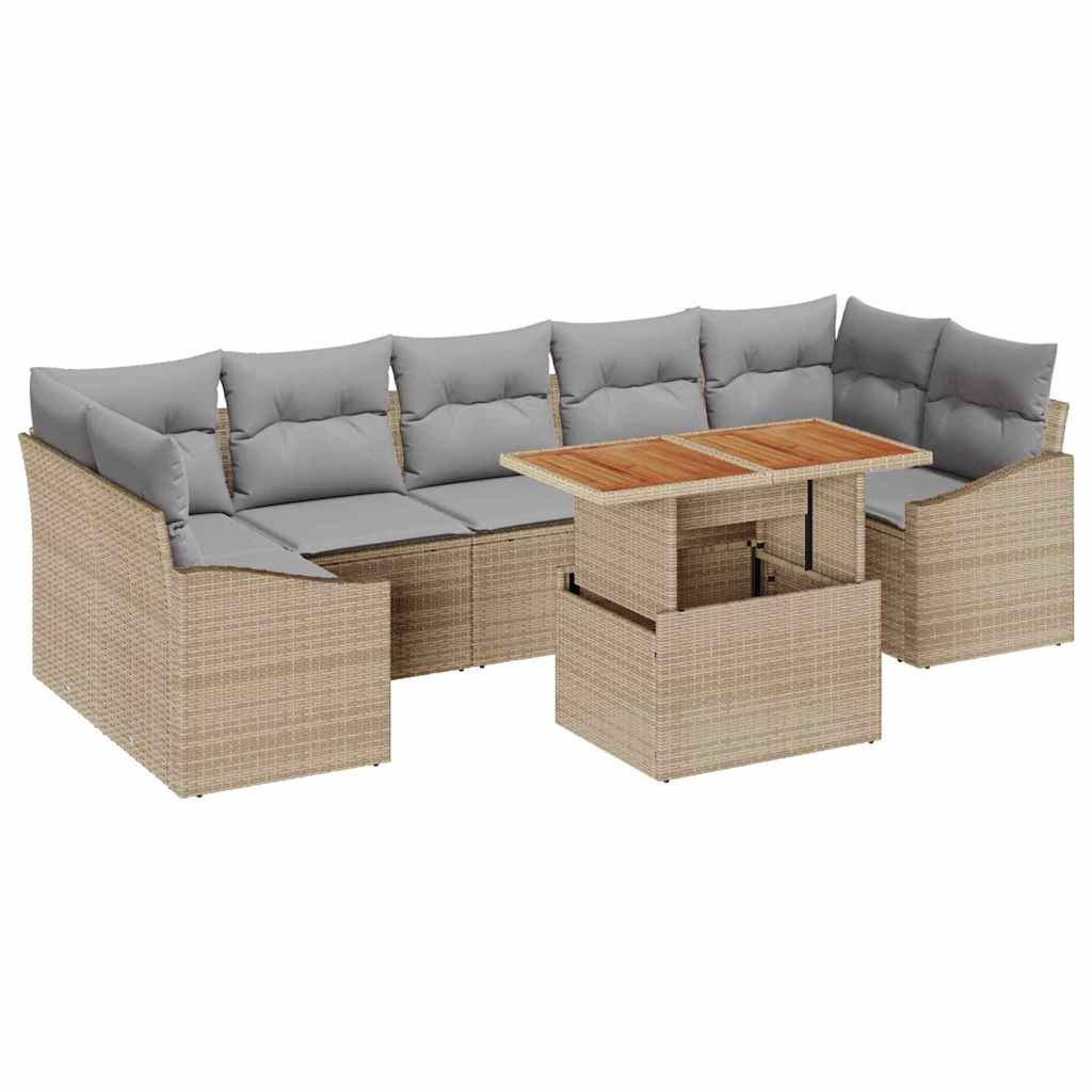 Σετ Καναπέ Κήπου με αποθήκευση 8 pcs Μπέζ και Ανοιχτό Γκρι