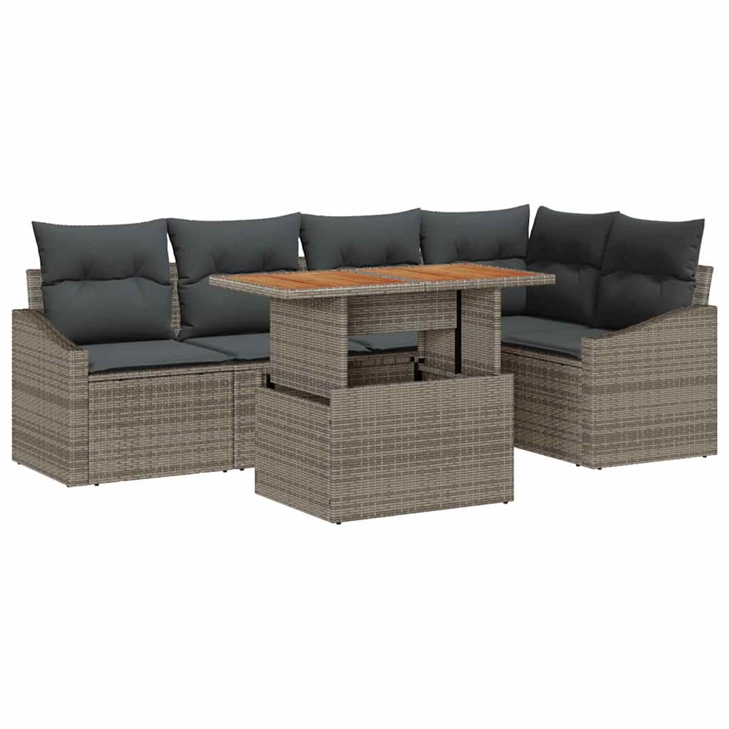 Σετ Καναπέ Κήπου με αποθήκευση 6 pcs Γκρι Πολυ ράταν