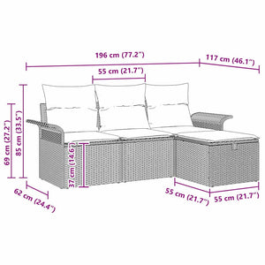 Σετ Καναπέ Κήπου 4 pcs Μπεζ και Κρέμα συνθετικό ρατάν - Pakobazaar
