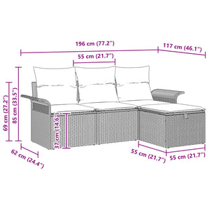 Σετ Καναπέ Κήπου 4 pcs Καφέ και Κόκκινο συνθετικό ρατάν - Pakobazaar