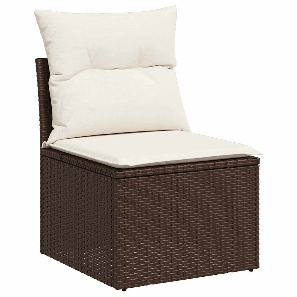Σετ Καναπέ Κήπου 5 τμχ. Καφέ και Κρέμα συνθετικό ρατάν - Pakobazaar