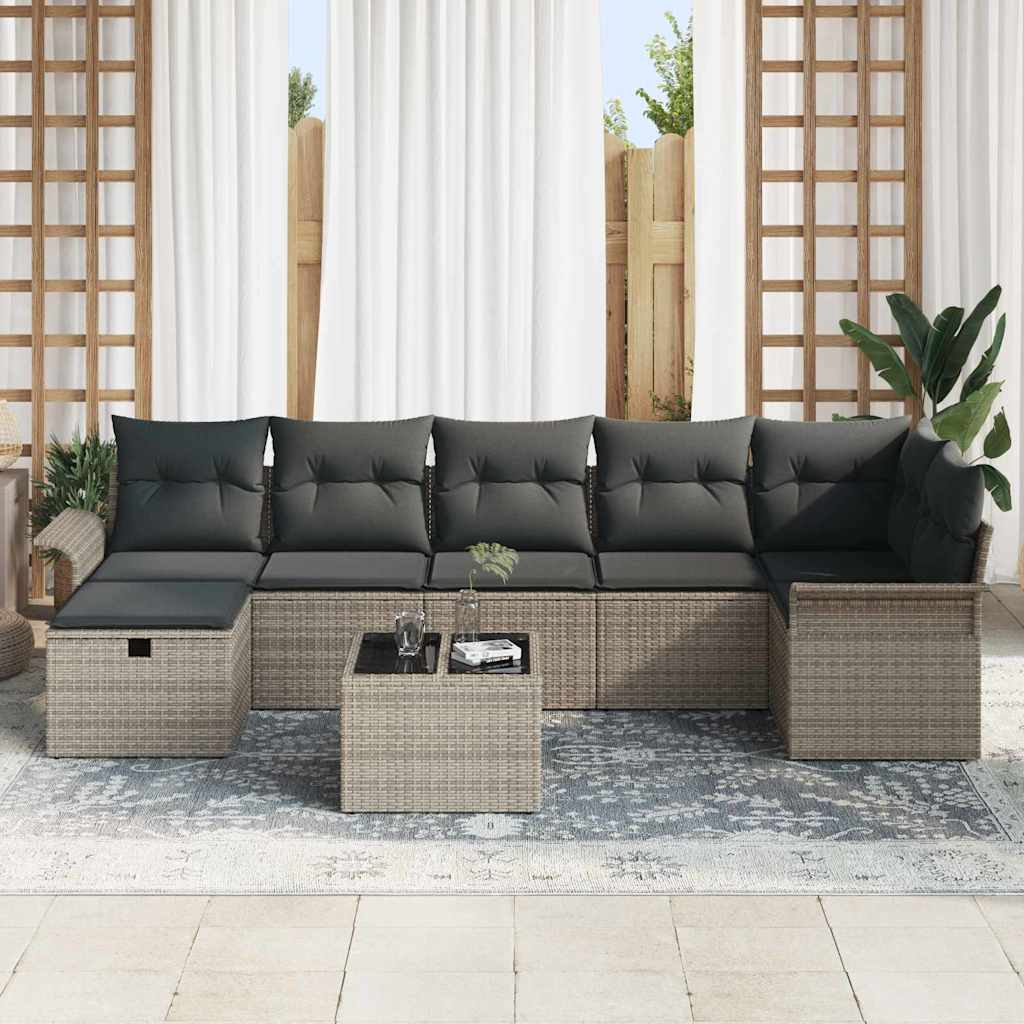 Σετ Καναπέ Κήπου με μαξιλάρι 8 pcs Γκρι συνθετικό ρατάν