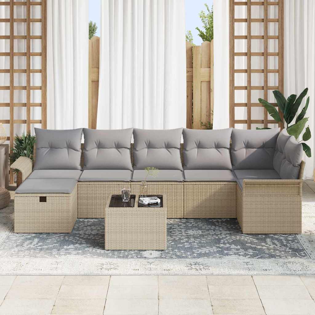 Σετ Καναπέ Κήπου 8 pcs Μπέζ και Ανοιχτό Γκρι συνθετικό ρατάν