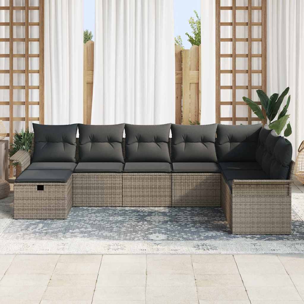 Σετ Καναπέ Κήπου με μαξιλάρι 8 pcs Γκρι συνθετικό ρατάν