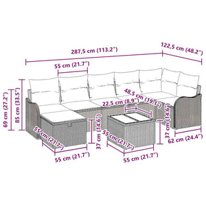 Σετ Καναπέ με μαξιλάρι 8 pcs Μαύρο συνθετικό ρατάν - Pakobazaar