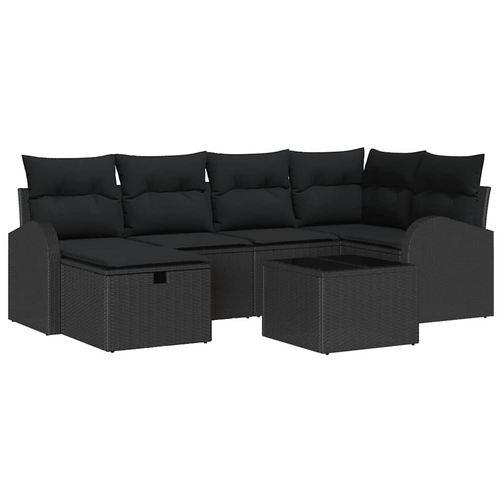 Σετ Καναπέ Κήπου 7 pcs Μαύρο 234 x 124 x 85 εκ Πολυ ράταν - Pakobazaar