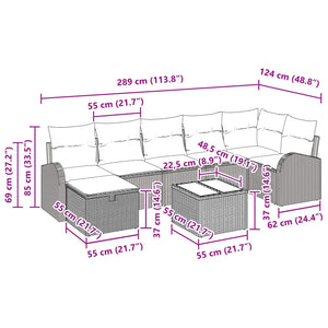Σετ Καναπέ με μαξιλάρι 8 pcs Καφέ και Κόκκινο συνθετικό ρατάν - Pakobazaar