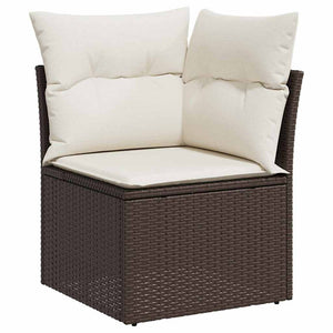 Σετ Καναπέ 7 τεμ. Καφέ και Κρέμα συνθετικό ρατάν