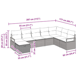 Σετ Καναπέ με μαξιλάρι 8 pcs Μαύρο συνθετικό ρατάν - Pakobazaar