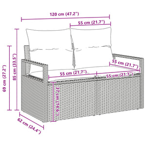 Σετ Καναπέ με μαξιλάρι 8 pcs Μαύρο συνθετικό ρατάν - Pakobazaar