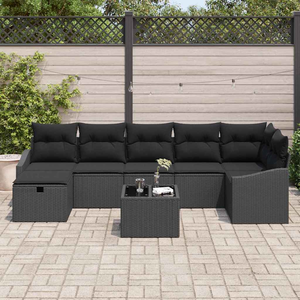 Σετ Καναπέ με μαξιλάρι με αποθήκευση 8 pcs συνθετικό ρατάν