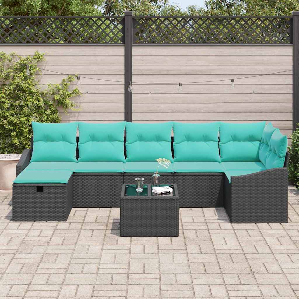 Σετ Καναπέ με μαξιλάρι με αποθήκευση 8 pcs συνθετικό ρατάν - Pakobazaar