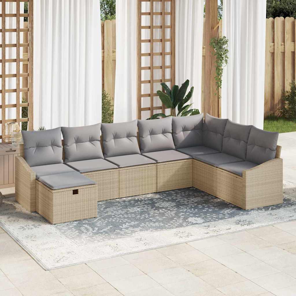 Σετ Καναπέ Κήπου με μαξιλάρι 8 pcs συνθετικό ρατάν