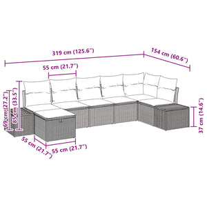 Σετ Καναπέ Κήπου με μαξιλάρι 7 pcs Καφέ συνθετικό ρατάν - Pakobazaar