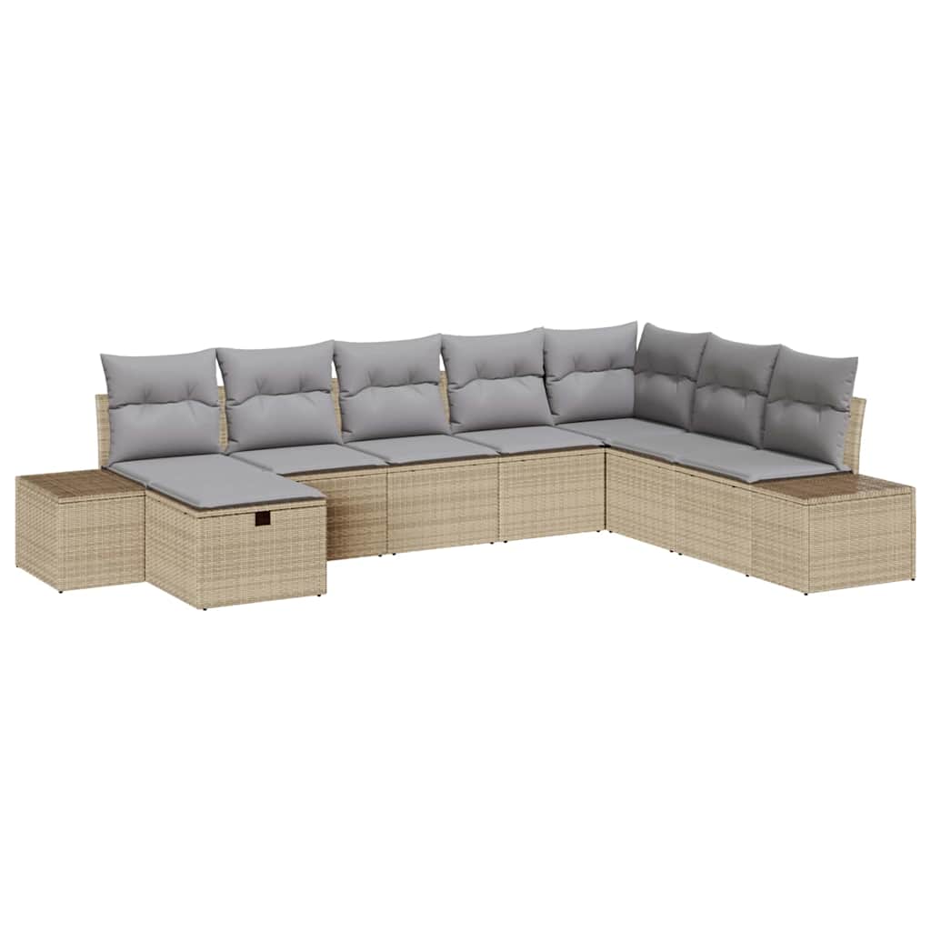 Σετ Καναπέ Κήπου με μαξιλάρι 8 pcs Μπεζ συνθετικό ρατάν