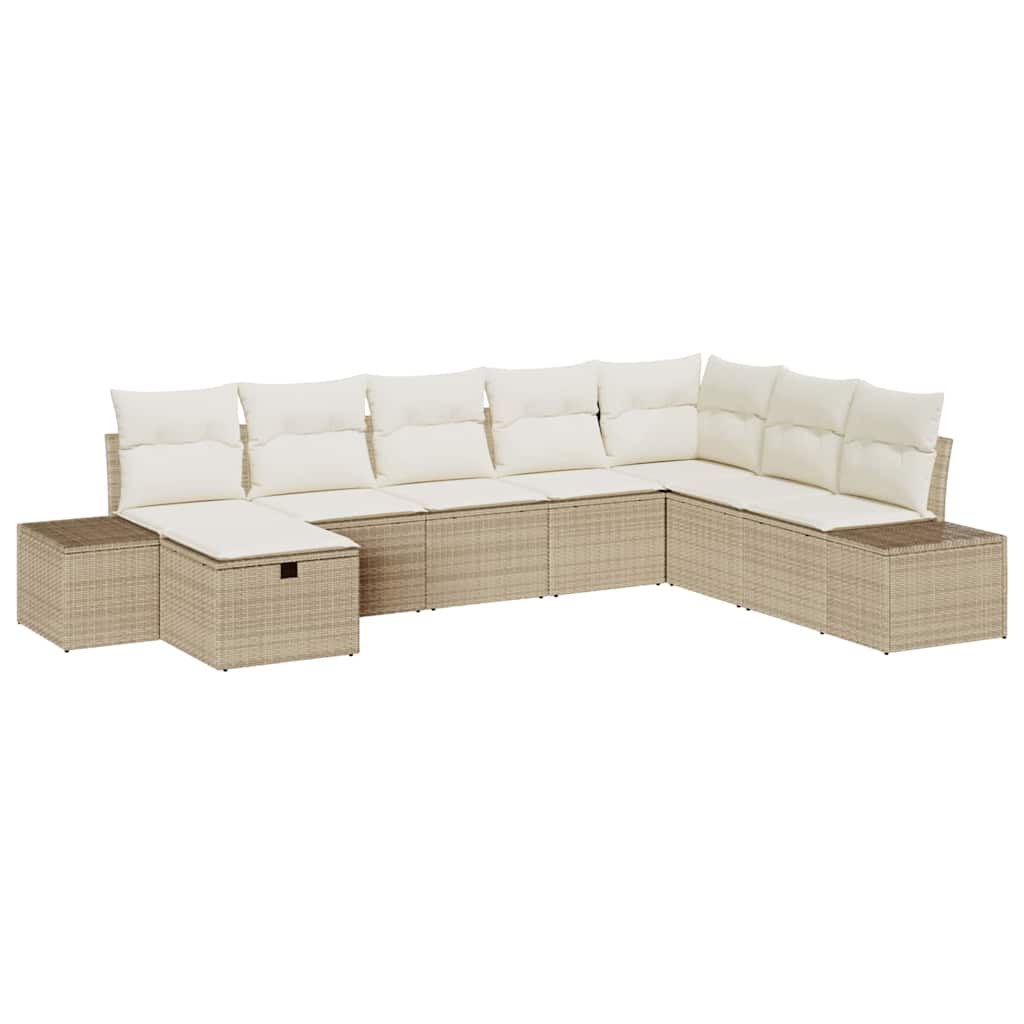 Σετ Καναπέ Κήπου με μαξιλάρι 8 pcs Μπεζ συνθετικό ρατάν