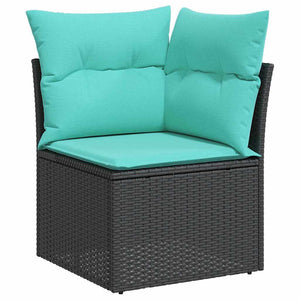 Σετ Καναπέ Κήπου με μαξιλάρι 9 pcs Μαύρο συνθετικό ρατάν - Pakobazaar