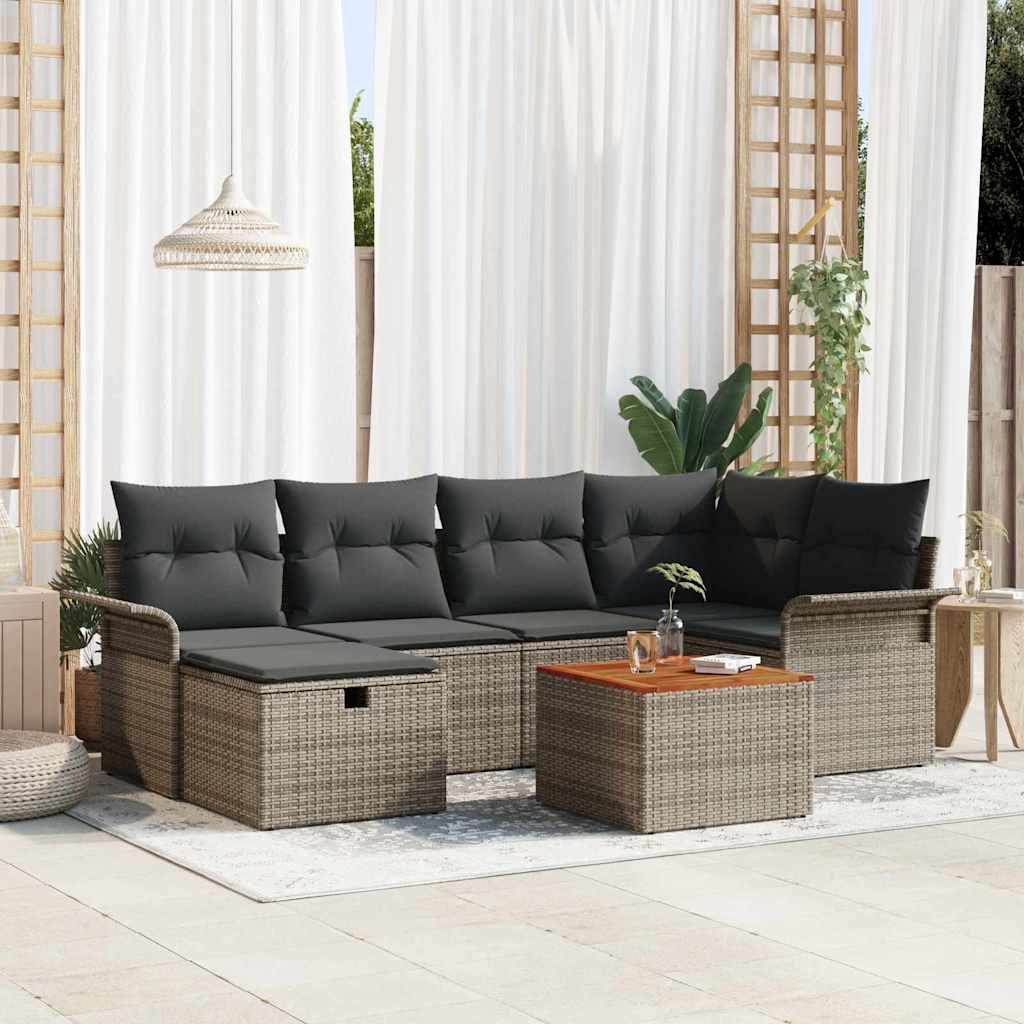 Σετ Καναπέ Κήπου με μαξιλάρι 7 pcs Γκρι συνθετικό ρατάν