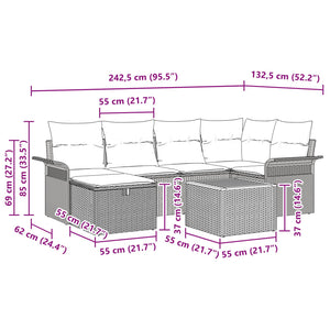 Σετ Καναπέ Κήπου με μαξιλάρι 7 pcs Γκρι συνθετικό ρατάν - Pakobazaar