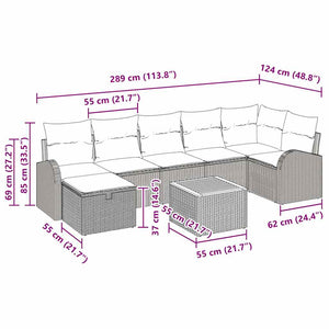 Σετ Καναπέ Κήπου με μαξιλάρι 8 pcs Μαύρο συνθετικό ρατάν - Pakobazaar