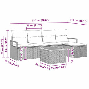 Σετ Καναπέ Κήπου με μαξιλάρι 6 pcs Μπεζ συνθετικό ρατάν - Pakobazaar