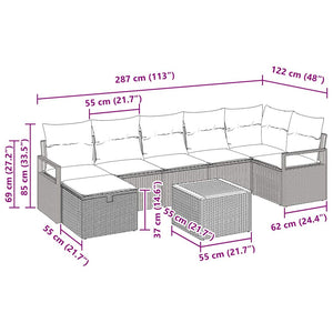 Σετ Καναπέ Κήπου με μαξιλάρι 8 pcs Μαύρο συνθετικό ρατάν - Pakobazaar