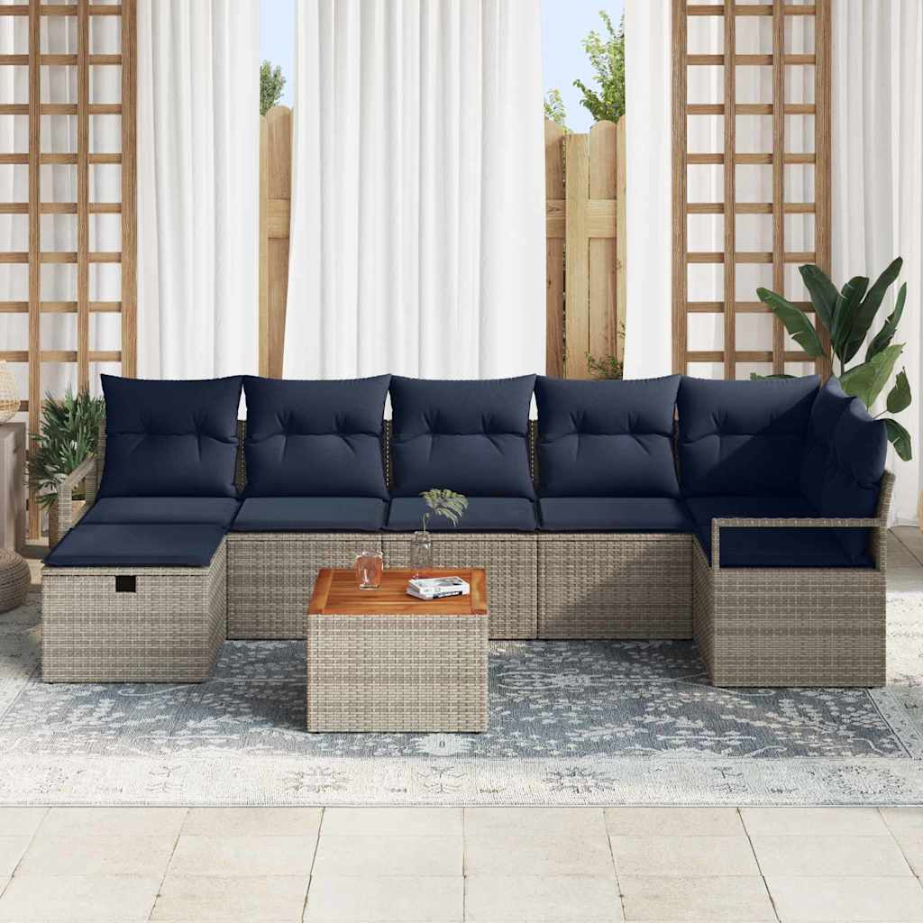 Σετ Καναπέ Κήπου με μαξιλάρι 8 pcs Γκρι συνθετικό ρατάν - Pakobazaar