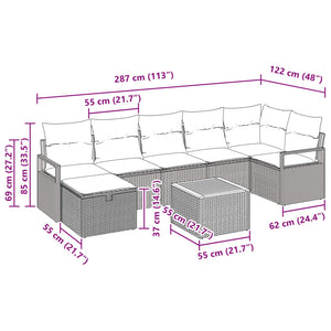 Σετ Καναπέ Κήπου με μαξιλάρι 8 pcs Γκρι συνθετικό ρατάν - Pakobazaar