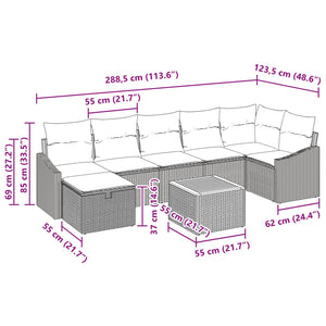 Σετ Καναπέ Κήπου με μαξιλάρι 8 pcs Μαύρο συνθετικό ρατάν - Pakobazaar