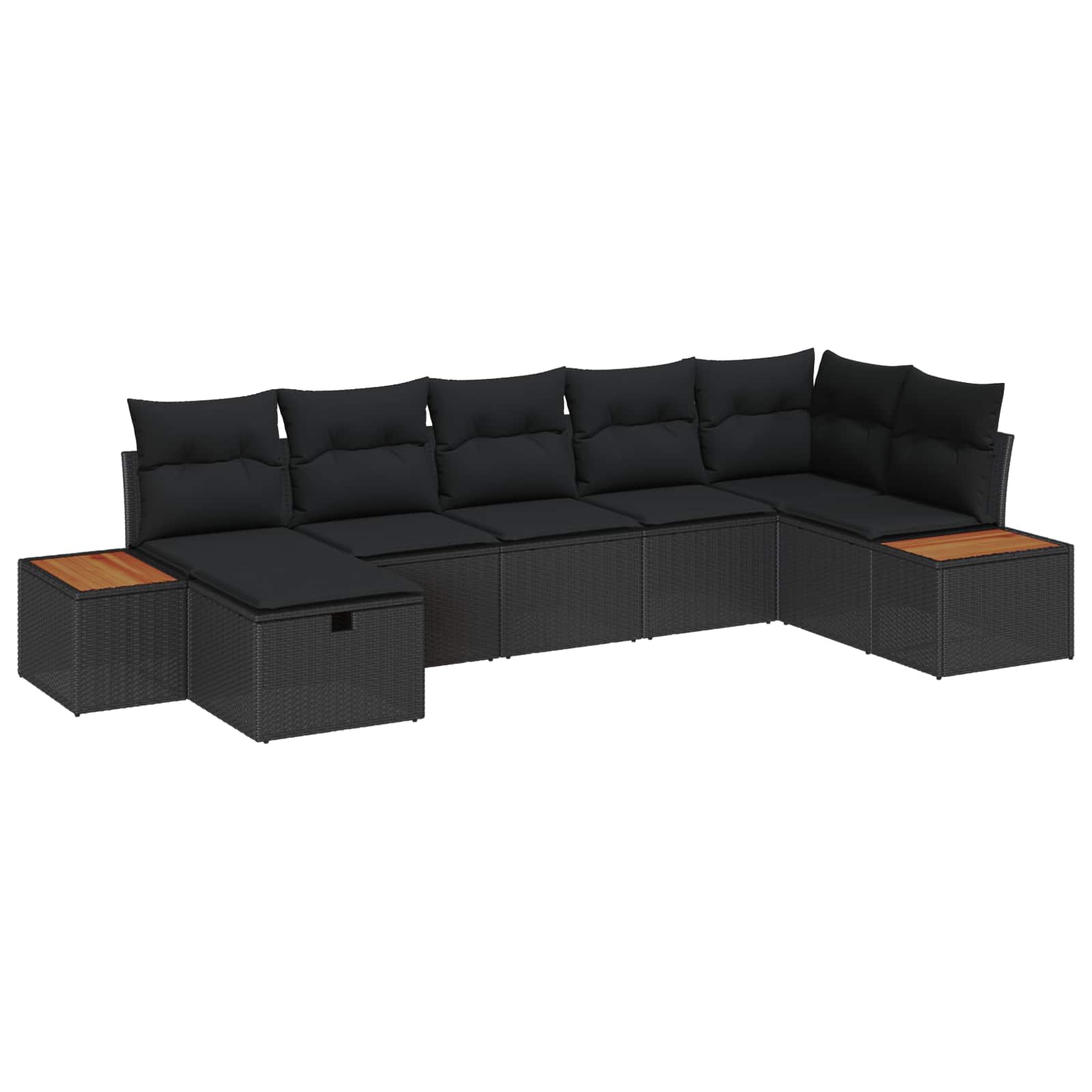 Σετ Καναπέ Κήπου με μαξιλάρι 8 pcs Μαύρο συνθετικό ρατάν