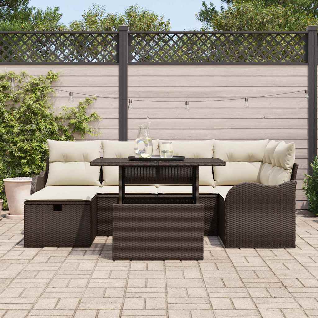 Σετ Καναπέ Κήπου 7 τμχ. Καφέ συνθετικό ρατάν - Pakobazaar