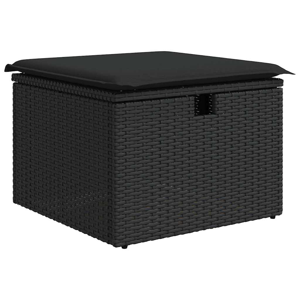 Σετ Καναπέ Κήπου με μαξιλάρι 6 pcs Μαύρο Πολυ ράταν - Pakobazaar