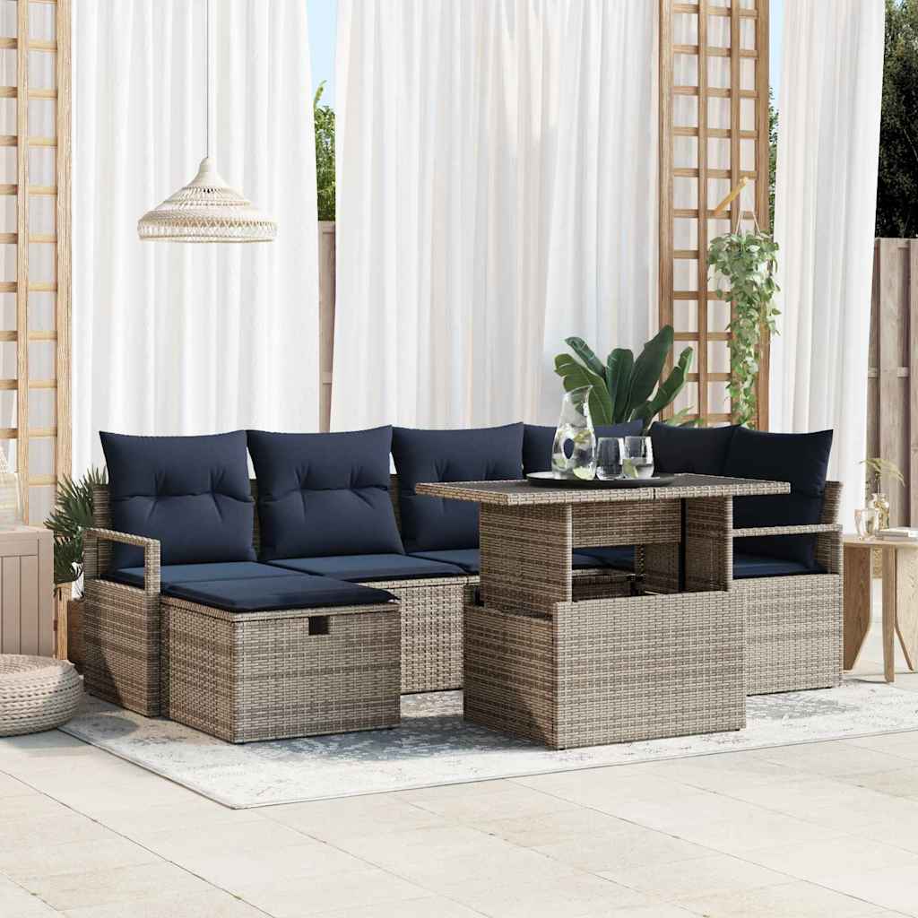 Σετ Καναπέ Κήπου με μαξιλάρι 7 pcs συνθετικό ρατάν - Pakobazaar