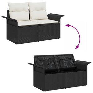 Σετ Καναπέ Κήπου με μαξιλάρι με αποθήκευση 4 pcs Πολυ ράταν - Pakobazaar