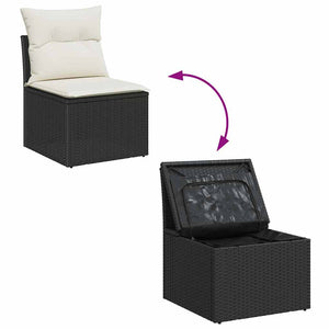 Σετ Καναπέ Κήπου με μαξιλάρι 6 pcs Μαύρο Πολυ ράταν - Pakobazaar