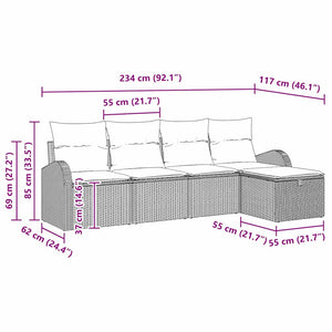 Σετ Καναπέ Κήπου με μαξιλάρι 5 pcs Μαύρο Πολυ ράταν - Pakobazaar