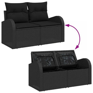 Σετ Καναπέ Κήπου με μαξιλάρι 6 pcs Μαύρο Πολυ ράταν - Pakobazaar