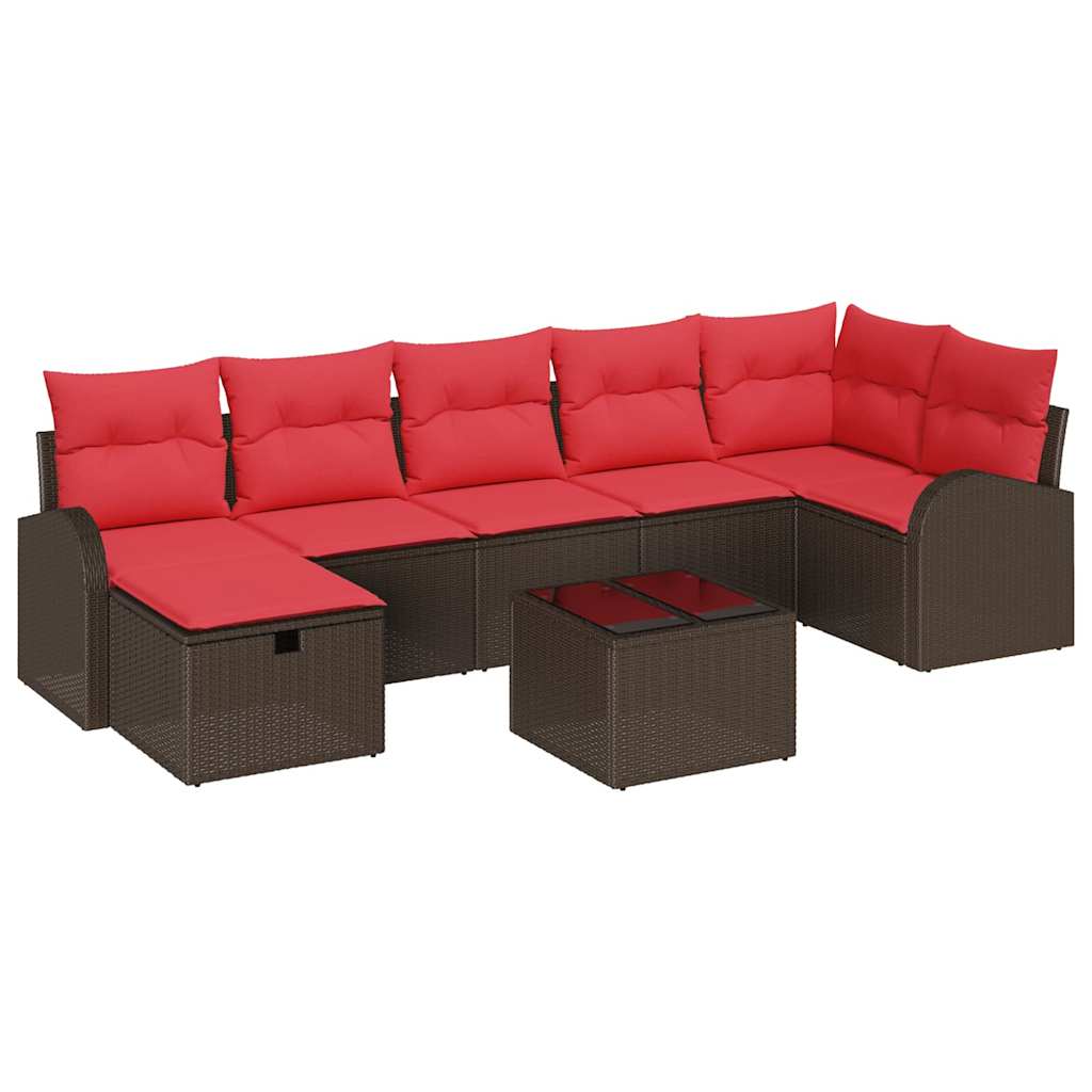 Σετ Καναπέ Κήπου με μαξιλάρι 8 pcs Καφέ συνθετικό ρατάν - Pakobazaar