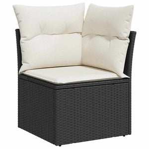 Σετ Καναπέ Κήπου με μαξιλάρι 9 pcs Μαύρο Πολυ ράταν - Pakobazaar