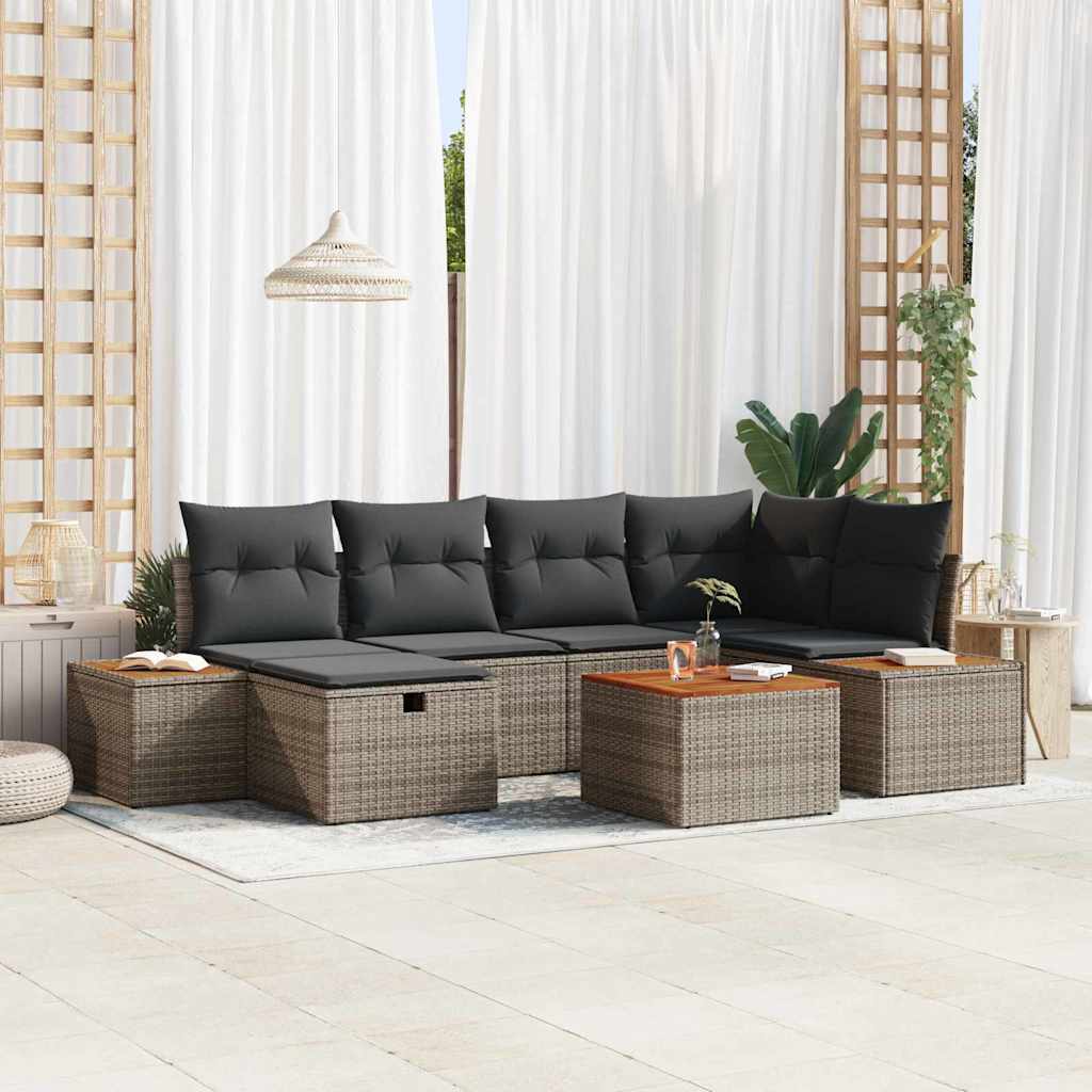 Σετ Καναπέ Κήπου 7 pcs Γκρι 55 x 62 x 69 εκ Πολυ ράταν - Pakobazaar