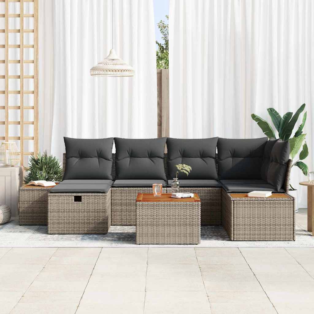 Σετ Καναπέ Κήπου 7 pcs Γκρι 55 x 62 x 69 εκ Πολυ ράταν - Pakobazaar
