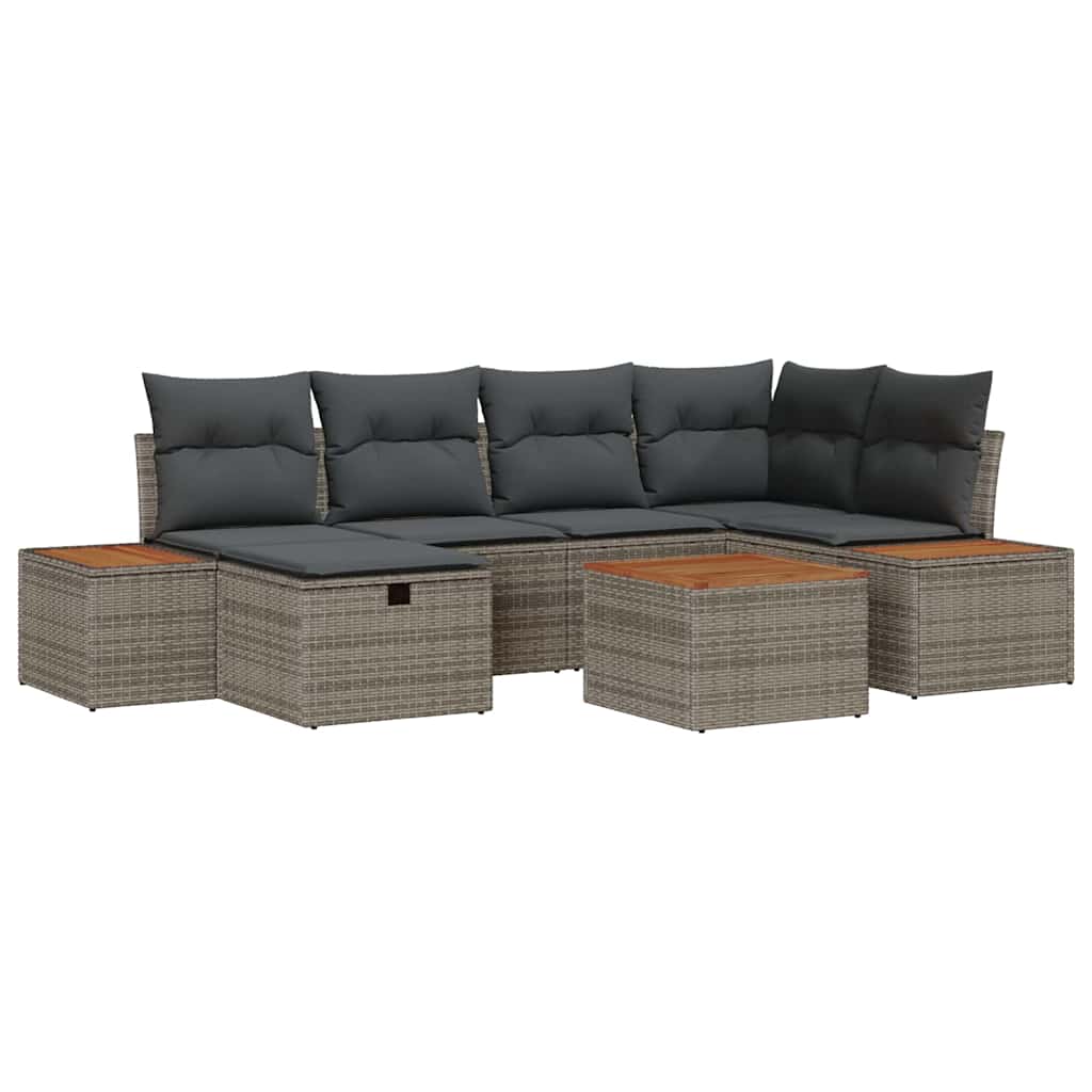Σετ Καναπέ Κήπου 7 pcs Γκρι 55 x 62 x 69 εκ Πολυ ράταν - Pakobazaar