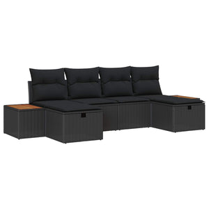 Σετ Καναπέ Κήπου 6 pcs Μαύρο 55 x 62 x 69 εκ Πολυ ράταν - Pakobazaar