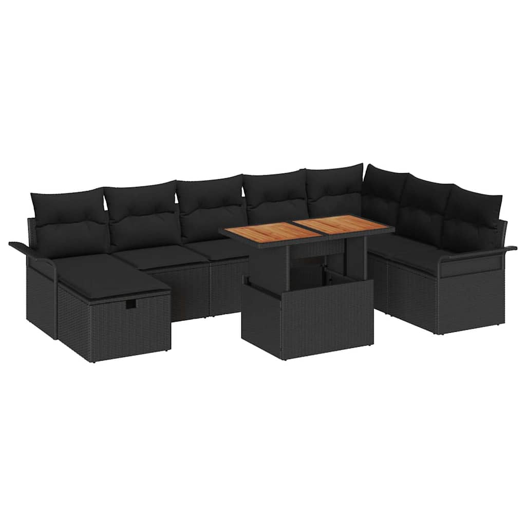 Σετ Καναπέ Κήπου 9 pcs Μαύρο συνθετικό ρατάν - Pakobazaar
