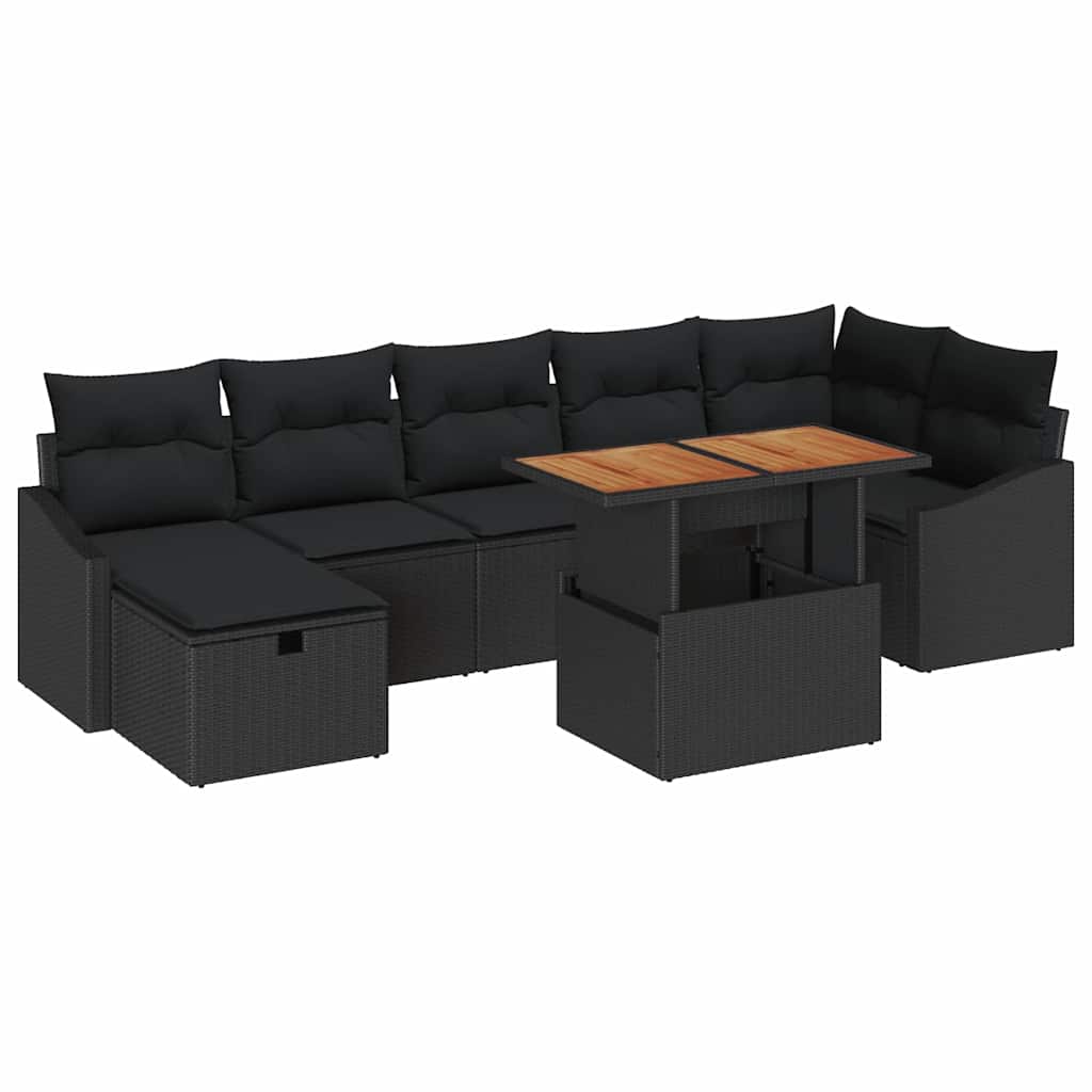 Σετ Καναπέ Κήπου 8 pcs Μαύρο συνθετικό ρατάν
