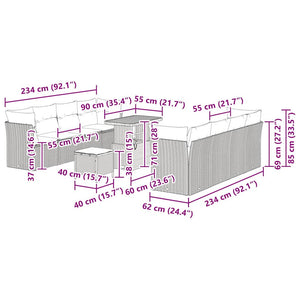 Σετ Καναπέ Κήπου 11 pcs Μαύρο συνθετικό ρατάν - Pakobazaar
